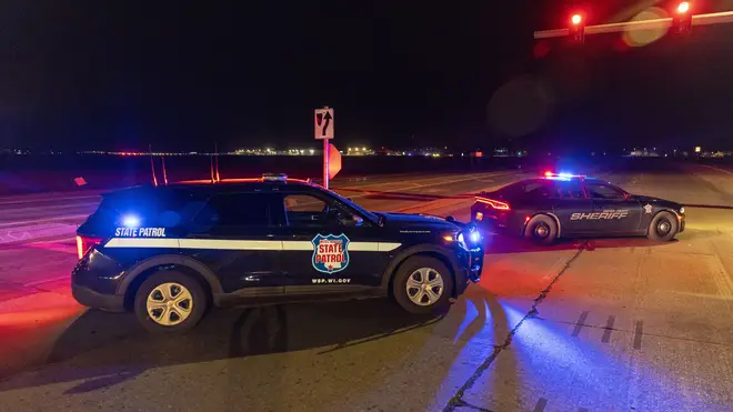 Police outside the Oneida Bingo and Casino in Green Bay, Wisconsin