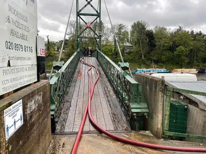 Fire crews could only access the blaze via a footbridge