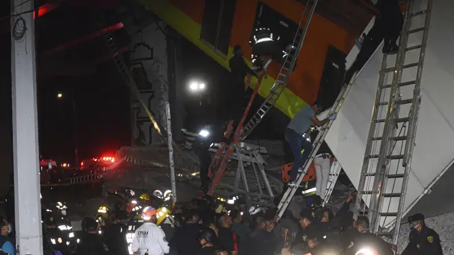Mexico Metro collapse scene