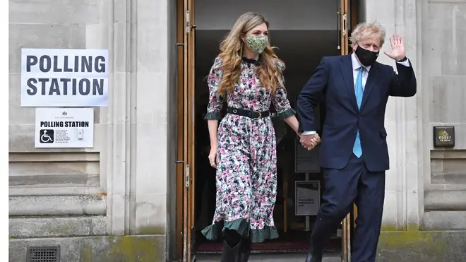 Boris Johnson and Carrie Symonds cast their votes this morning