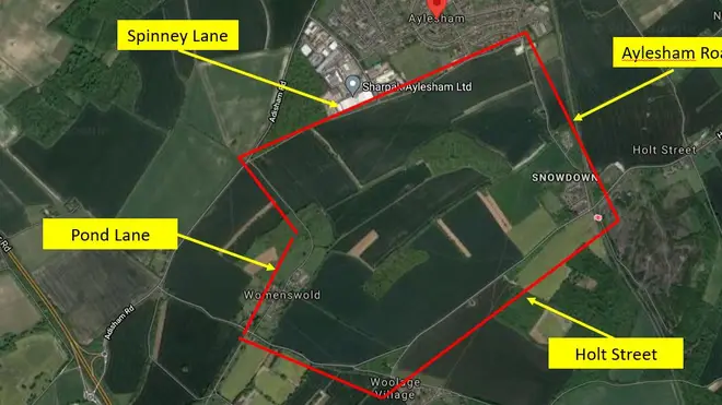 a map indicating the area of interest to the investigation into the murder of PCSO Julia James