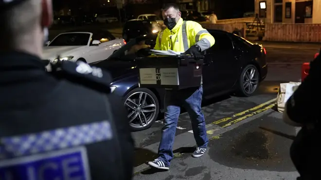 Ballot boxes are taken to be counted at the Parliamentary by-election in Hartlepool