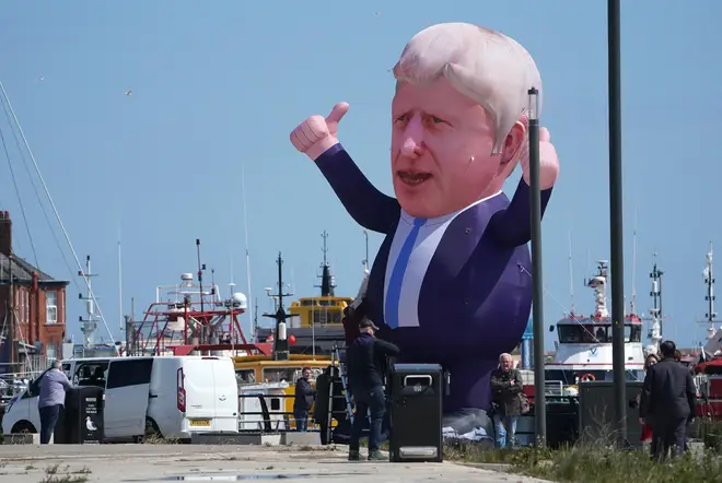 An inflatable of Boris Johnson was put up in Hartlepool