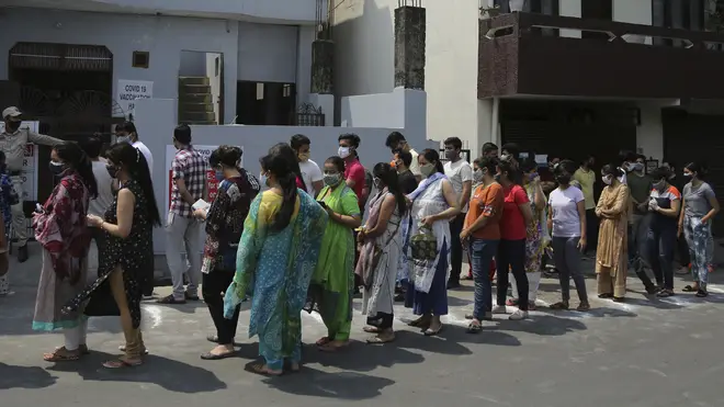 Indians in Jammu queue to receive their Covid-19 vaccinations