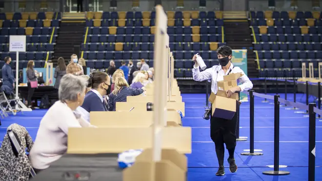 Staff counting votes for the Scottish Parliamentary election