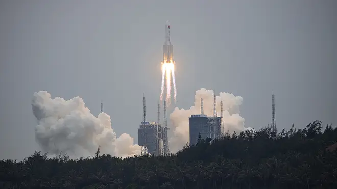 The Long March 5B rocket took off from southern China on 29 April 2021.