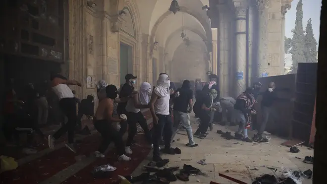 Protesters clashed with police at Al-Aqsa Mosque