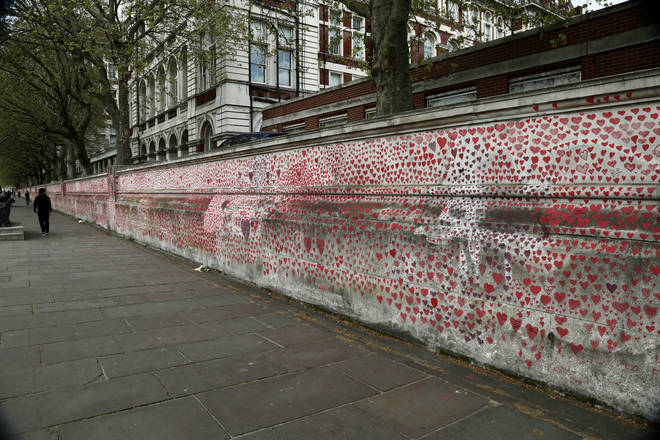 Memorial wall for the Covid-19 victims in London