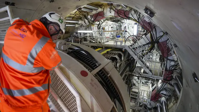 A worker on HS2's tunnel boring machine
