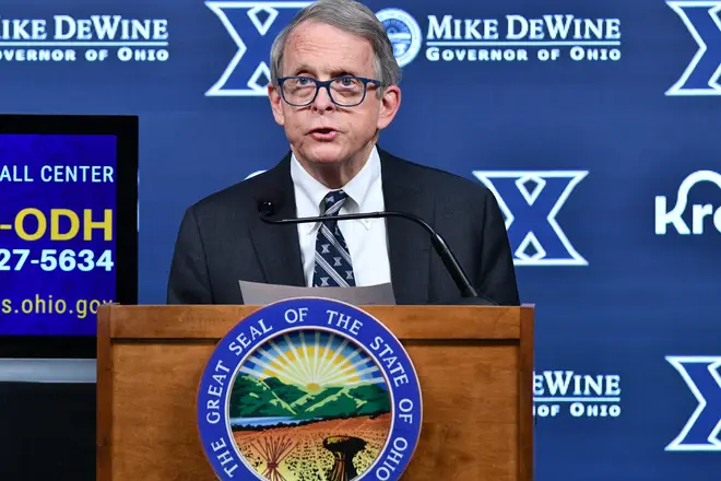 Governor Mike DeWine during a daily coronavirus briefing
