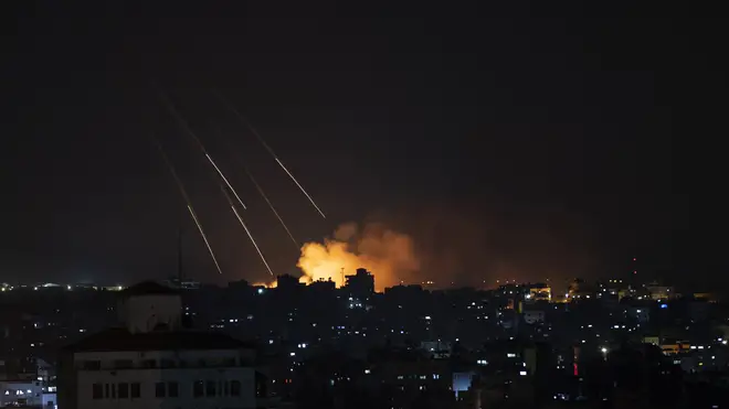 Smoke rises following Israeli missile strikes on Gaza City