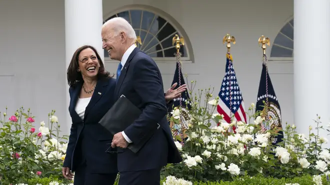"Today is a great day for America," President Joe Biden said during a Rose Garden address