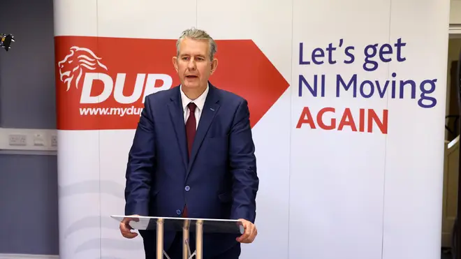 Edwin Poots speaks at DUP headquarters in Belfast after he was elected the party's new leader