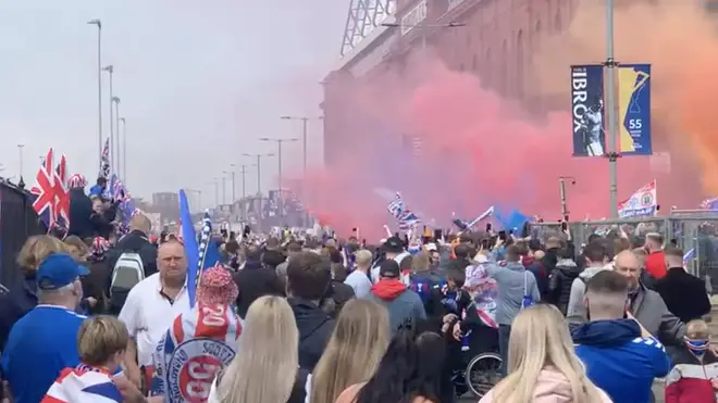 Rangers fans gathered in the thousands at Ibrox.