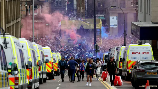 Fans had been warned against gathering to celebrate due to rising Covid-19 cases in Glasgow.
