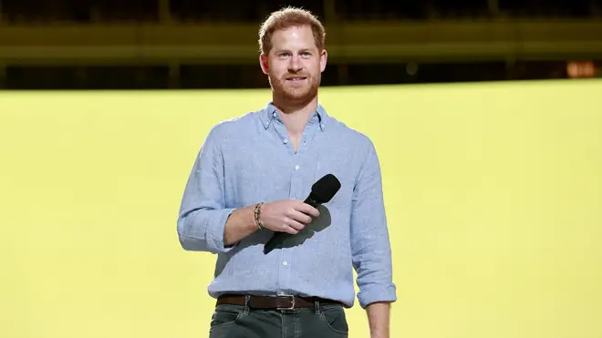 Prince Harry speaks at the Global Citizen: VAX Live concert on May 8