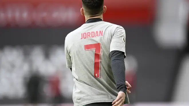 Liverpool players wore warm up t-shirts with 'Jordan' on the back as a tribute to Jordan Banks