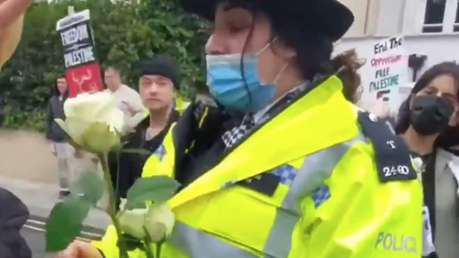 A Metropolitan Police officer is being investigated after chanting "Free Palestine" at a protest