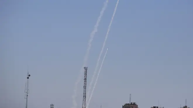 Rockets are launched from the Gaza Strip to Israel