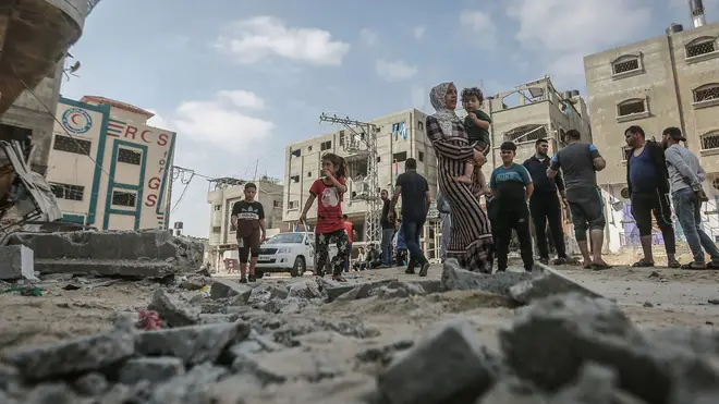 Thousands of Palestinian families have been displaced after days of airstrikes from Israel