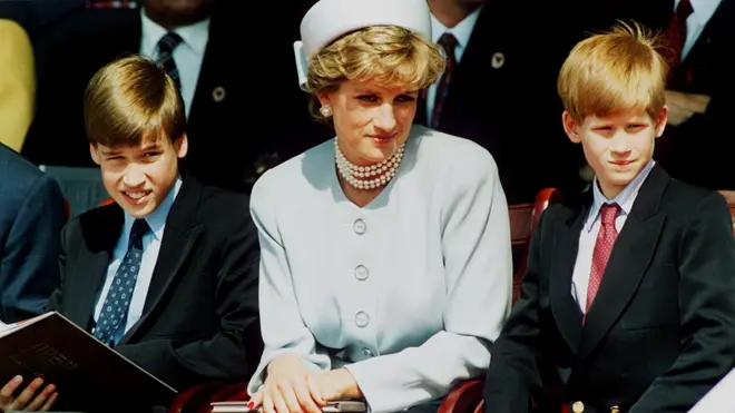 Princess Diana, Prince Harry and Prince William in 1995, just months before the Panorama interview