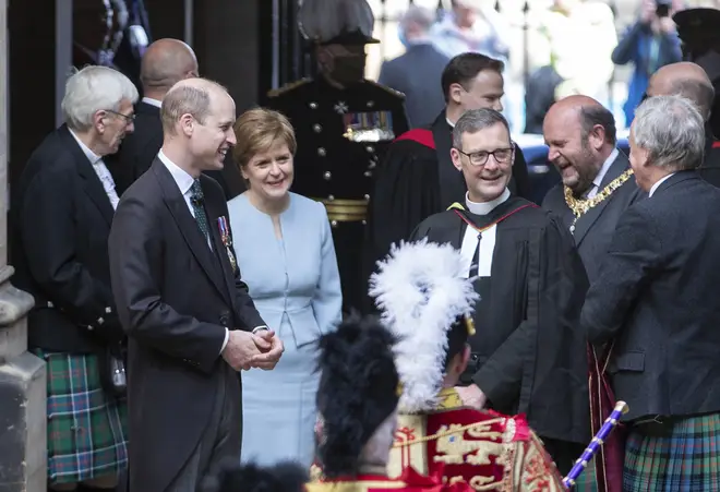 William, pictured next to Scotland's First Minister Nicola Sturgeon, arrives for the opening ceremony