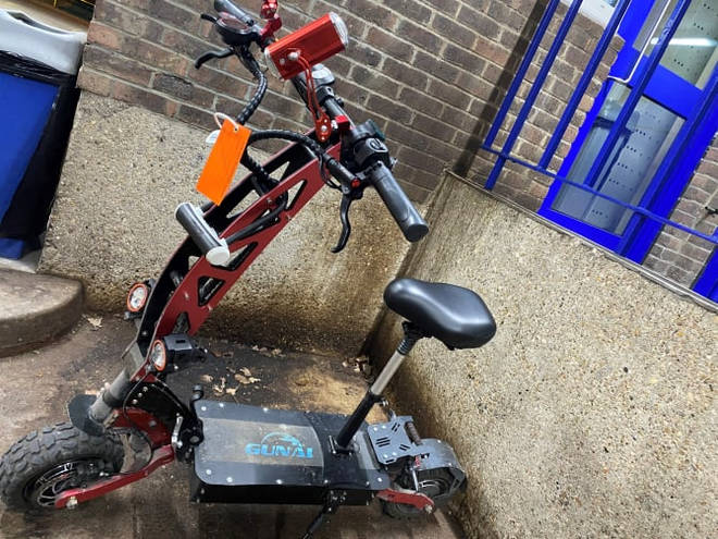 The seized e-scooter was found to be capable of reaching speeds of over 50mph and had been fitted with a horn, seat and indicators but no lights