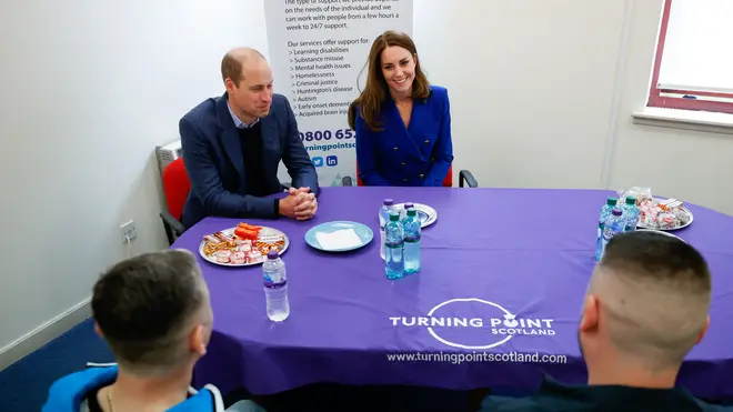 Kate and William spoke to clients at the Turning Point social care centre in Glasgow