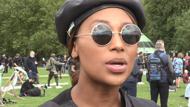 Activist Sasha Johnson speaking during the Million People March in London