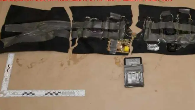 The fake suicide vest worn by Khan during the attack