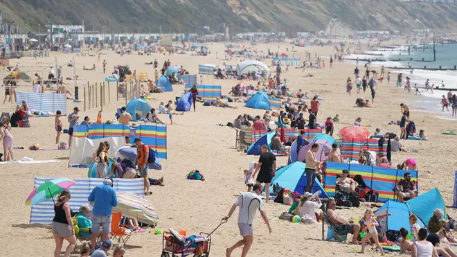 Brits packed beaches in Bournemouth for their bank holiday getaway this weekend