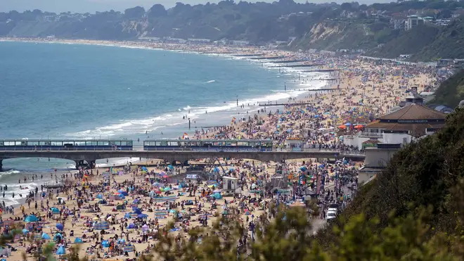 Crowds descended on Bournemouth Beach on Sunday