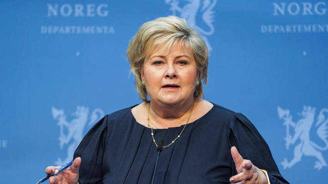 Norway's Prime Minister Erna Solberg spoke at a press conference about the trade negotiations with the United Kingdom.
