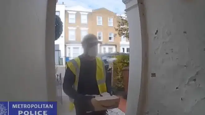 Forde was wearing a hi-vis jacket and holding an empty Amazon cardboard box
