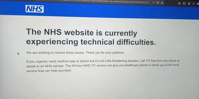 The NHS Covid-19 vaccine booking system has crashed as over-25s attempt to book their first jab