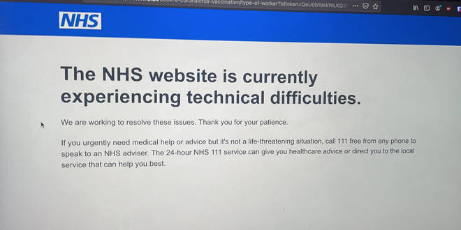 The NHS Covid-19 vaccine booking system has crashed as over-25s attempt to book their first jab