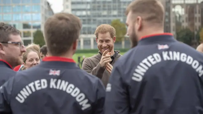 The Duke of Sussex meets Team UK members ahead of last year's scheduled Invictus Games, which was called off due to the pandemic