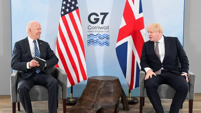 It is the first time Mr Johnson and Mr Biden have met face-to-face