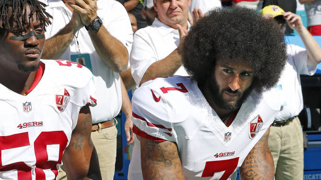 Colin Kaepernick iconised taking the knee during the 2016 NFL national anthem protests
