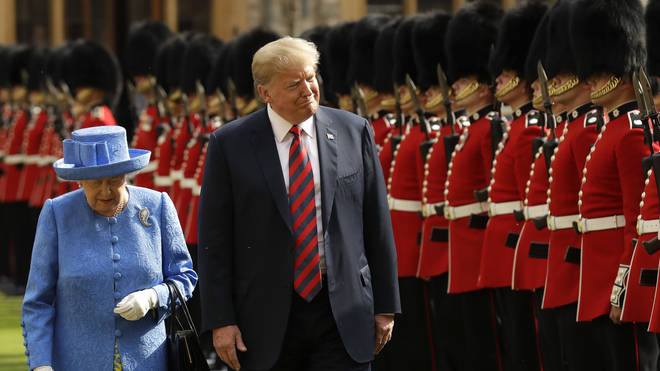 Former US President Donald Trump was greeted by a Guard of Honour when he met the Queen in 2018