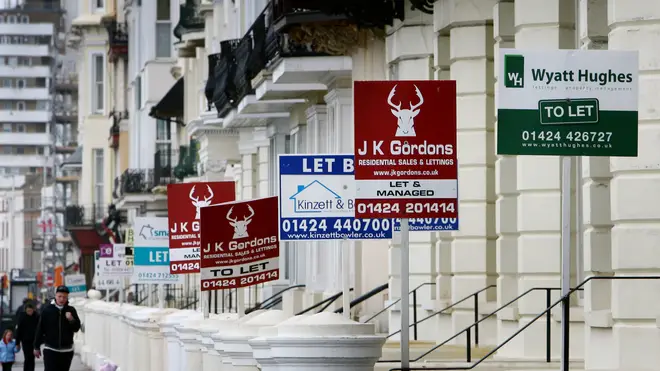Letting agents' signs outside houses