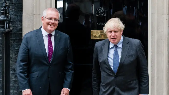 Australian PM Scott Morrison and Boris Johnson are understood to have agreed on a deal over dinner on Monday night