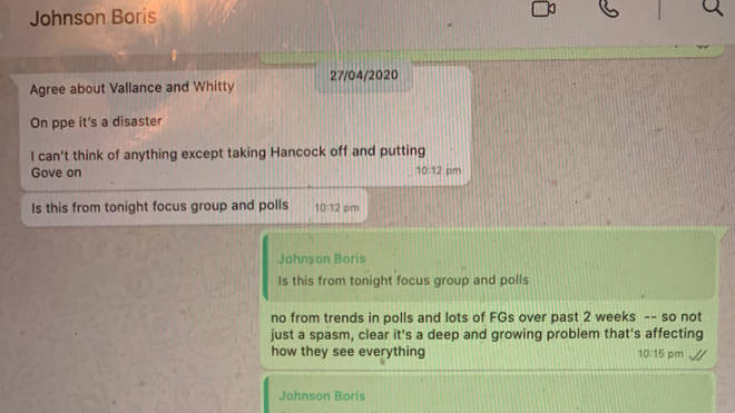 Cummings leaks 'PM's Whatsapp exchange over Hancock'