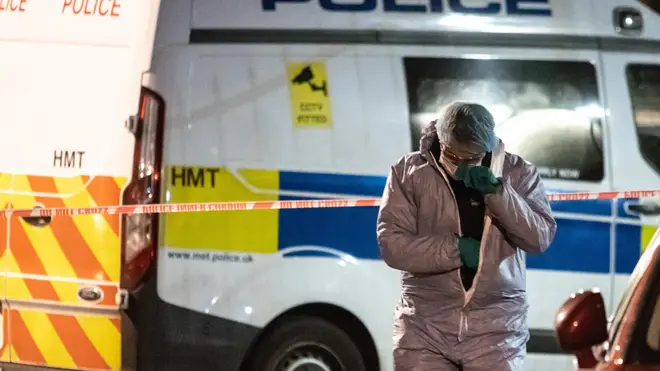Police at the scene of a stabbing in east London (file image)