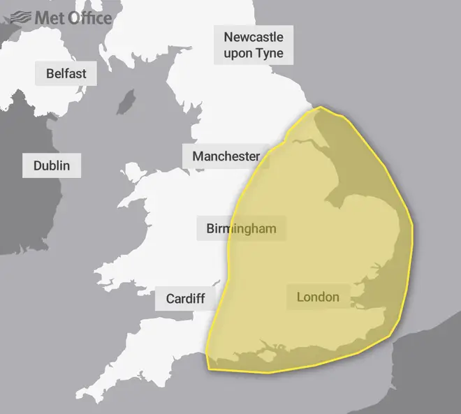Met Office issues yellow weather warning across England for Friday and Saturday