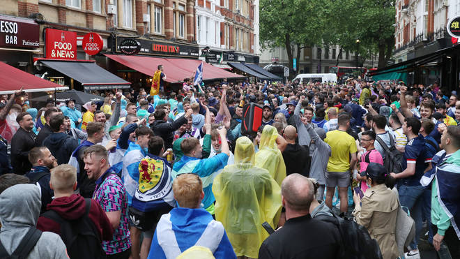 Thousands of Scotland fans have descended on London ahead of the Euro 2020 match against England