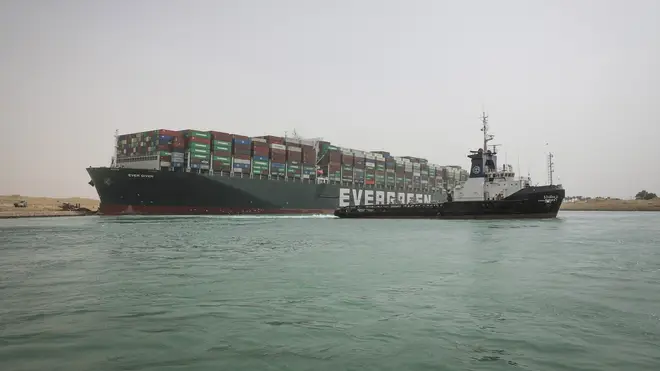 The Ever Given was carrying around 700 million dollars (£500 million) in cargo between Asia and Europe when it ran aground in the Suez Canal on March 23