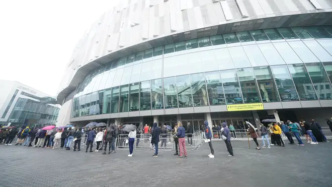 Huge queues formed at Tottenham Hotspur's stadium on Sunday