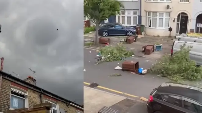 Footage posted on social media appears to show the formation of the mini tornado in Barking