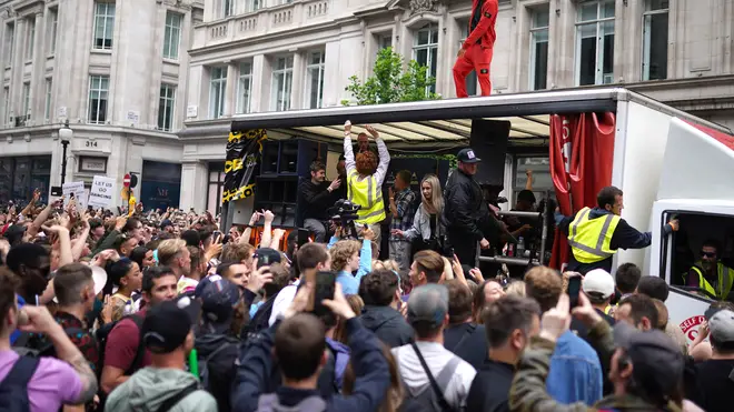 Thousands of ravers protested in central London on Sunday